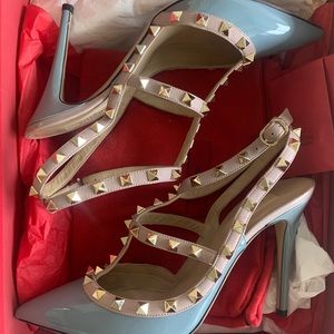Valentino Rockstud Caged 100 Grey Patent Pump 39